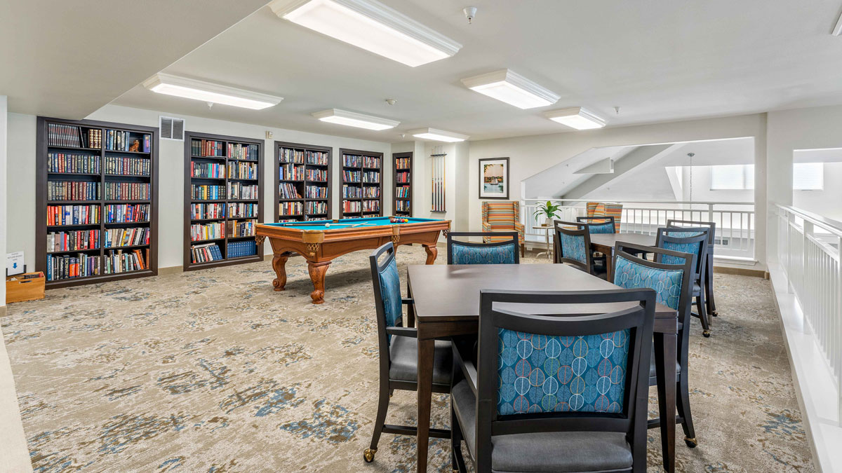 The game room at Colonial Harbor